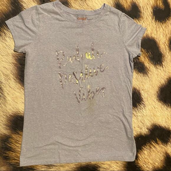 Cat & Jack Radiate Positive Vibes Shirt Girls Size XL / 14 - 16 Short Sleeves - Picture 1 of 6